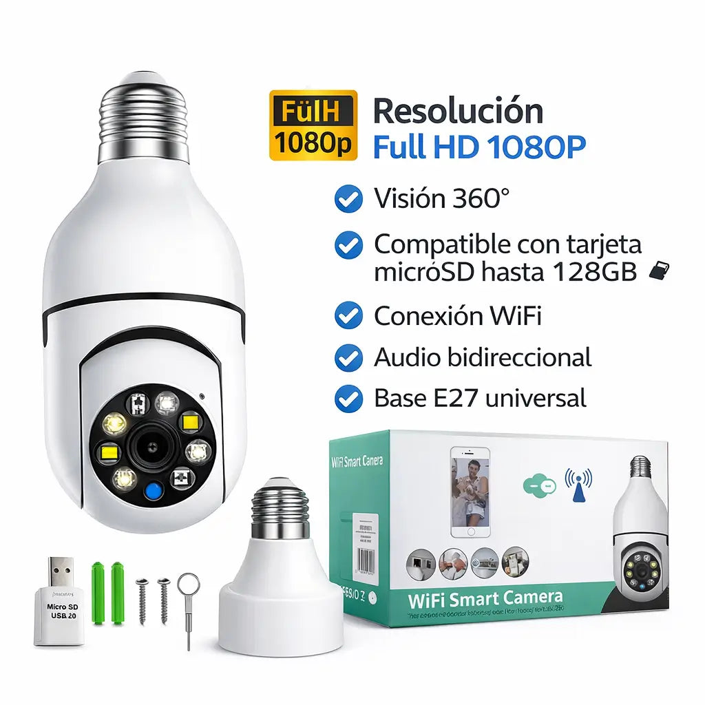 CÁMARA FOCO DE SEGURIDAD HD 360°